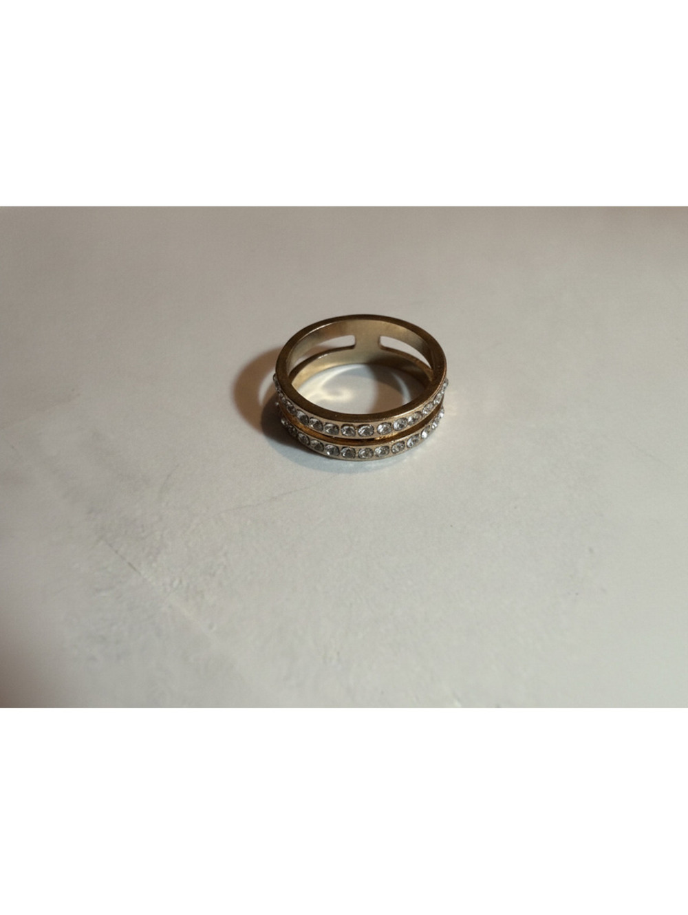 Gold tone rhinestone band ring- pinky/ toe ring